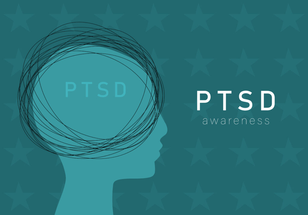 PTSD Awareness Month. Posttraumatic Stress Disorder Health Awareness For Banner, Poster, Card And Background Design