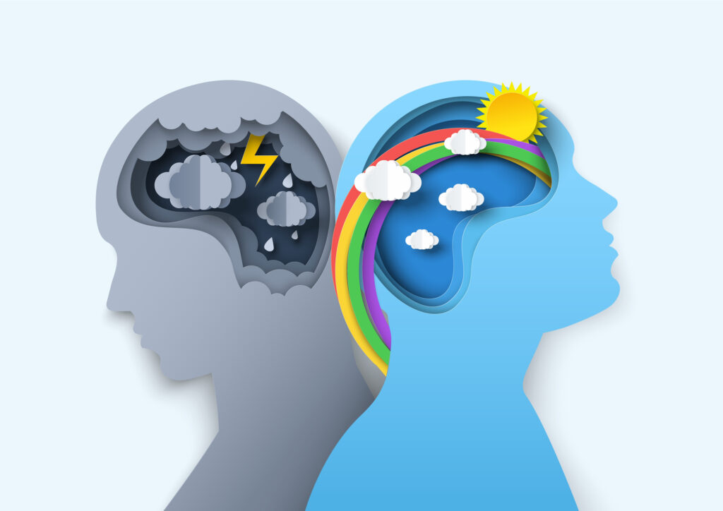 Positive Or Negative Thinking Vector Mental Health